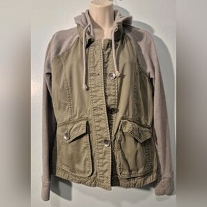 Hollister Y2K Women's Rugged Green Gray Jacket SZ M Hooded  Bella Swan Tomboy